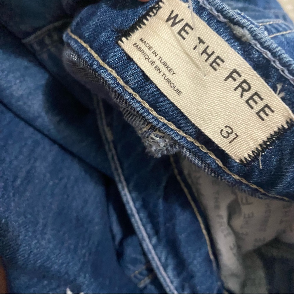 Free People Westward Denim Barrel Baggy Embroidered Jeans Shells Sea Seashell 31 - Picture 5 of 5